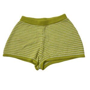 Venroy Striped Cotton Knit Short in Chartreuse/Off White Stripe